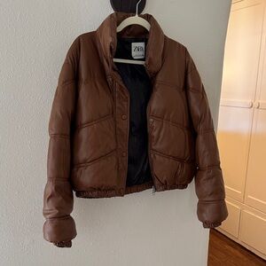 Zara Women's Chocolate Puffer Coat